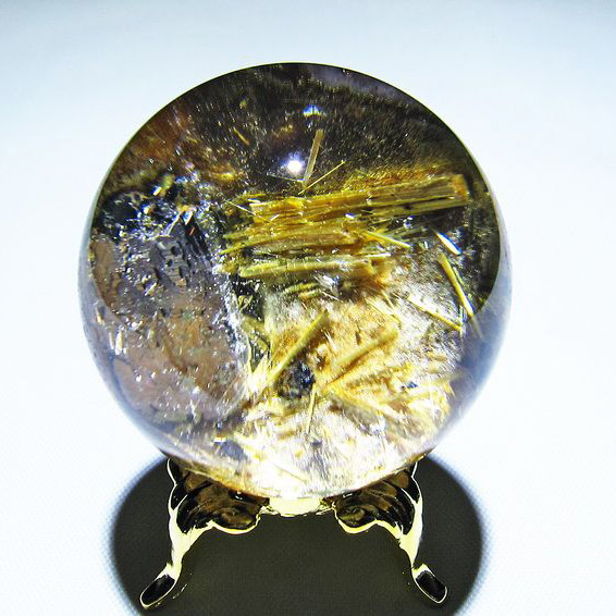 ゴールドタイチンルチル入り 水晶 丸玉 38mm [T637-4133]