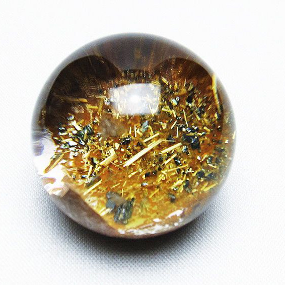 ゴールドタイチンルチル入り 水晶 丸玉 35mm [T637-4398]
