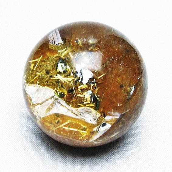 ゴールドタイチンルチル入り 水晶 丸玉 40mm [T637-4436]