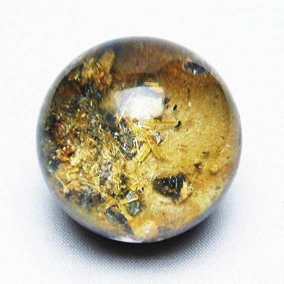 ゴールドタイチンルチル入り 水晶 丸玉 40mm [T637-4444]