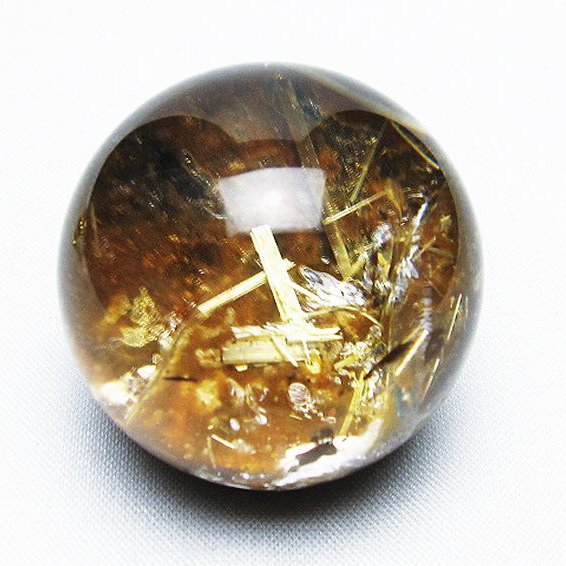 ゴールドタイチンルチル入り 水晶 丸玉 40mm [t637-4445]