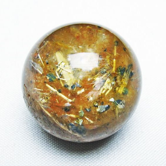 ゴールドタイチンルチル入り 水晶 丸玉 27mm [t637-4623]