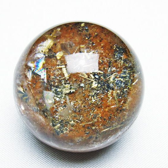 ゴールドタイチンルチル入り 水晶 丸玉 38mm [T637-4633]