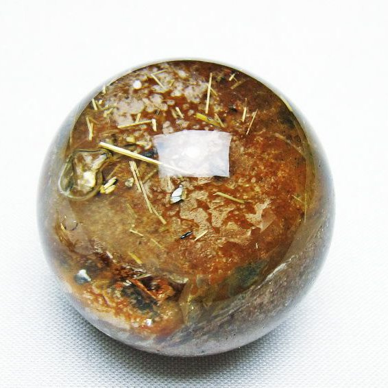 ゴールドタイチンルチル入り 水晶 丸玉 38mm [T637-4641]