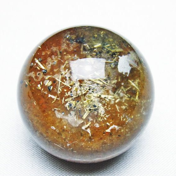 ゴールドタイチンルチル入り 水晶 丸玉 35mm [T637-4643]