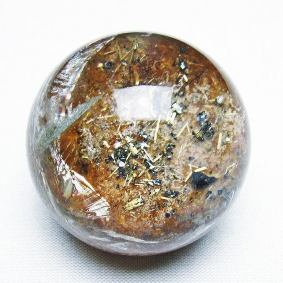 ゴールドタイチンルチル入り 水晶 丸玉 45mm [T637-4696]