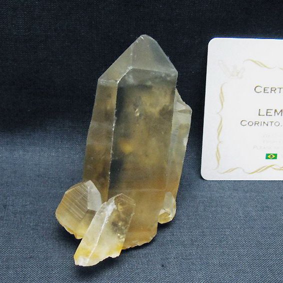 シトリン レムリアンシード水晶 原石 ミナスジェライス州コリント産 ※証明書付き[T641-2182]