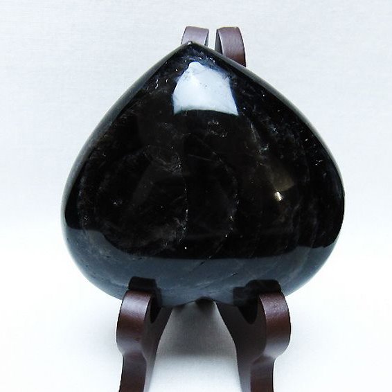 モリオン 純天然 黒水晶 ハート 置物 [t643-4731]