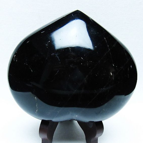 モリオン 純天然 黒水晶 ハート 置物 [t643-4761]