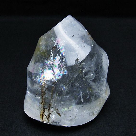 虹入り ヒマラヤ水晶 炎（フレイム） ポリッシュ  置物[T653-3690]