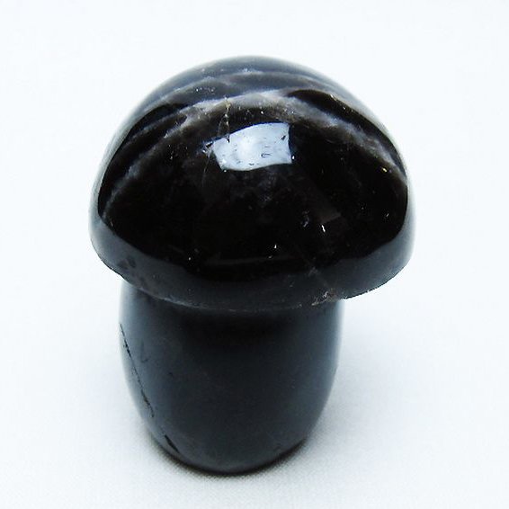 モリオン 純天然 黒水晶 きのこ 置物[T653-4172]