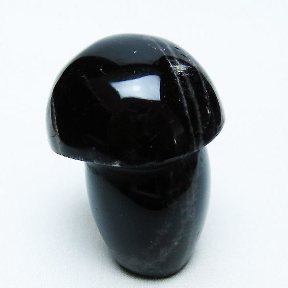 モリオン 純天然 黒水晶 きのこ 置物[T653-4186]