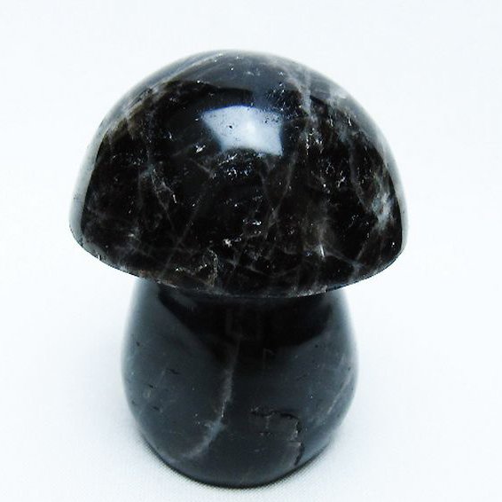 モリオン 純天然 黒水晶 きのこ 置物 [t653-4273]