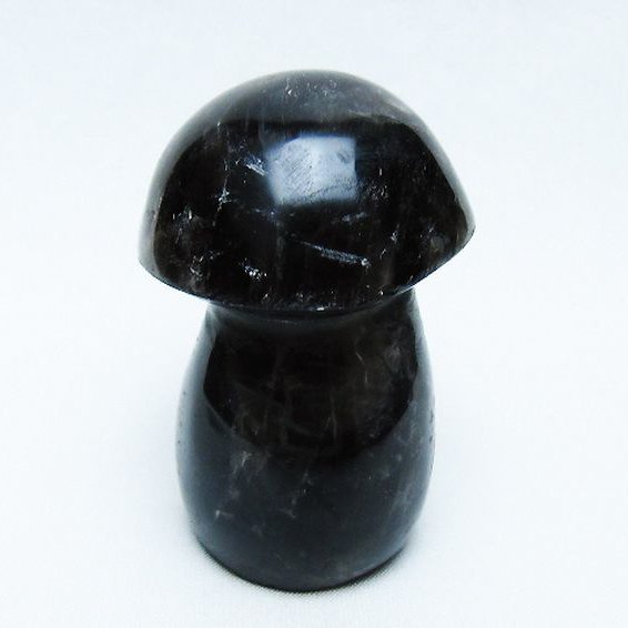 モリオン 純天然 黒水晶 きのこ 置物 [t653-4280]