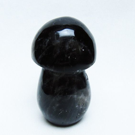 モリオン 純天然 黒水晶 きのこ 置物[T653-4283]