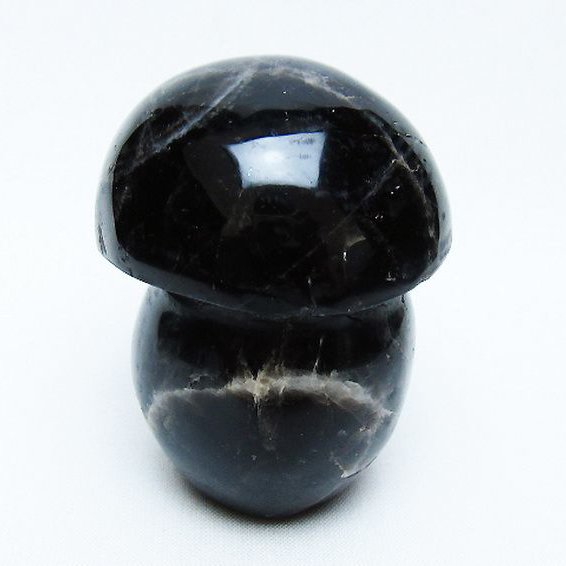モリオン 純天然 黒水晶 きのこ 置物 [t653-4289]