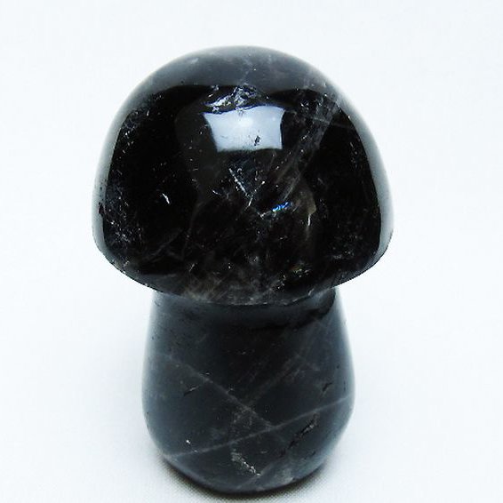 モリオン 純天然 黒水晶 きのこ 置物 [t653-4301]