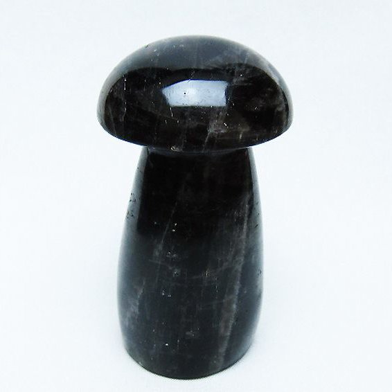 モリオン 純天然 黒水晶 きのこ 置物[T653-4313]