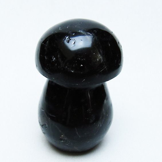 モリオン 純天然 黒水晶 きのこ 置物 [t653-4321]
