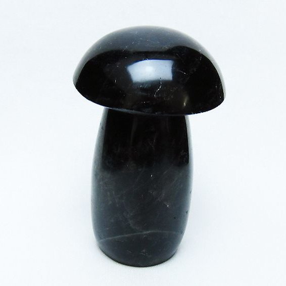 モリオン 純天然 黒水晶 きのこ 置物[T653-4343]