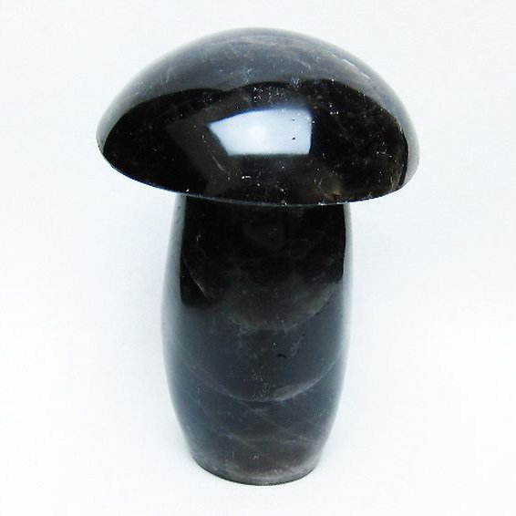 モリオン 純天然 黒水晶 きのこ 置物[T653-4349]