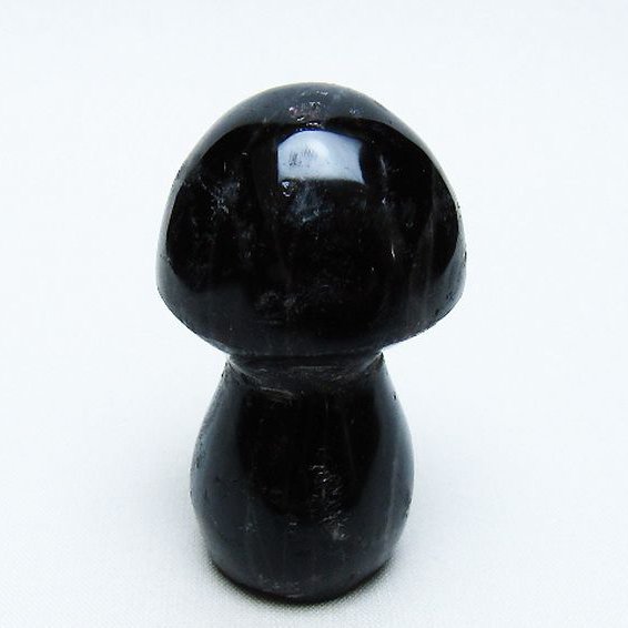 モリオン 純天然 黒水晶 きのこ 置物 [t653-4435]