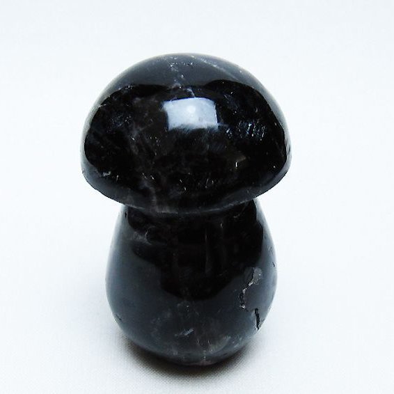 モリオン 純天然 黒水晶 きのこ 置物 [t653-4485]