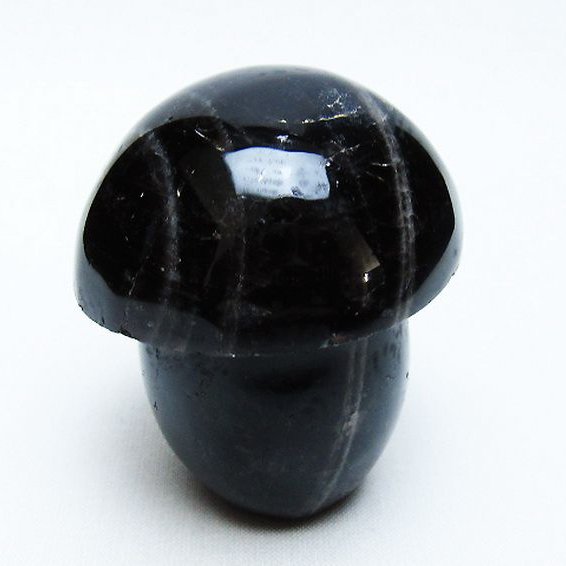 モリオン 純天然 黒水晶 きのこ 置物 [t653-4508]