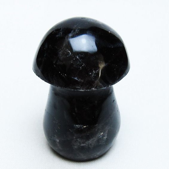 モリオン 純天然 黒水晶 きのこ 置物 [t653-4520]