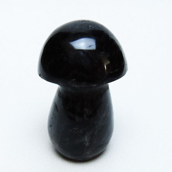 モリオン 純天然 黒水晶 きのこ 置物 [t653-4524]