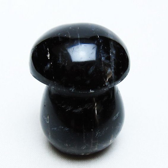 モリオン 純天然 黒水晶 きのこ 置物 [t653-4525]