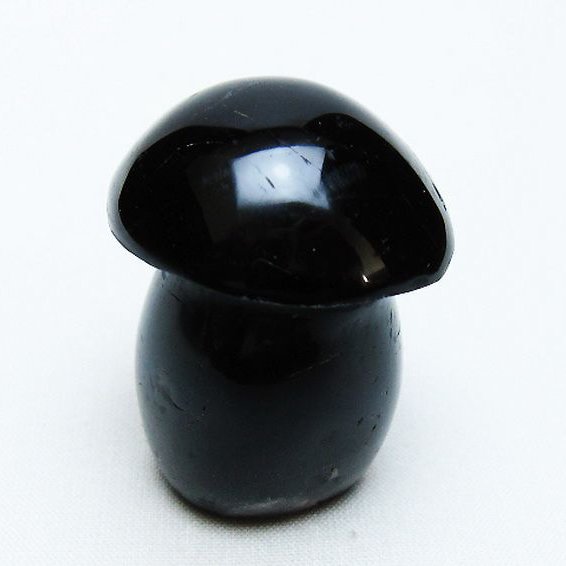 モリオン 純天然 黒水晶 きのこ 置物 [t653-4529]