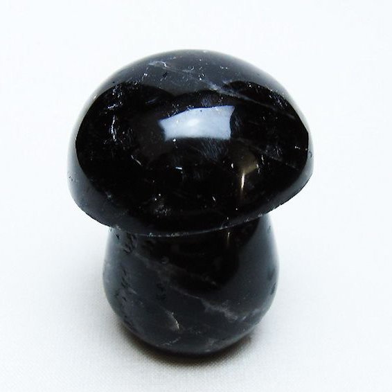 モリオン 純天然 黒水晶 きのこ 置物 [t653-4539]