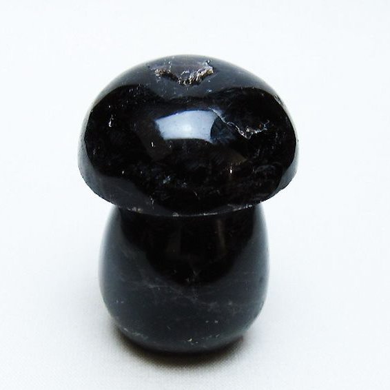 モリオン 純天然 黒水晶 きのこ 置物 [t653-4541]