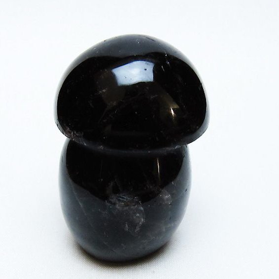 モリオン 純天然 黒水晶 きのこ 置物 [t653-4552]
