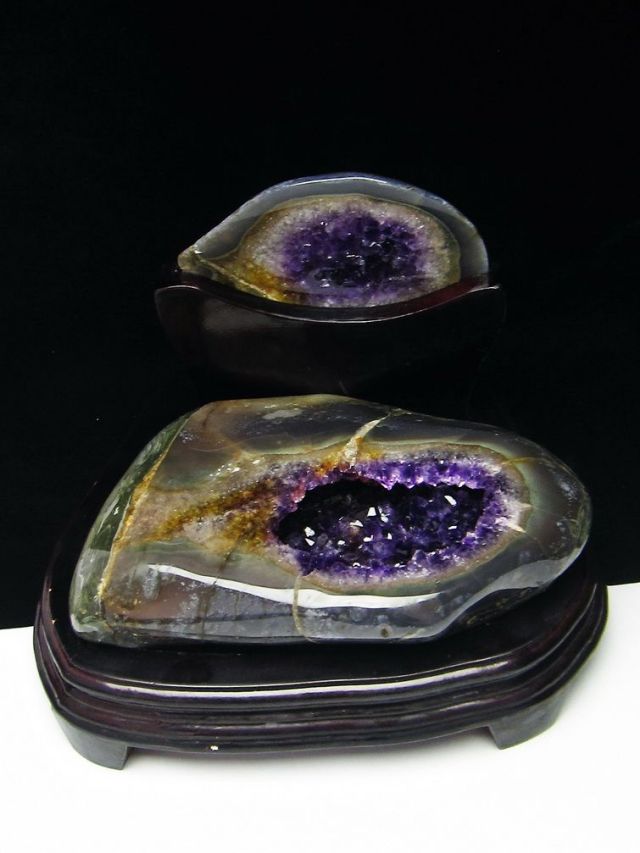 2.4Kg ウルグアイ産メノウペア水晶トレジャーアメジスト