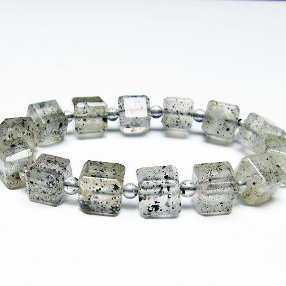 バイオタイトインクォーツ キューブ  ブレスレット [T663-1385]