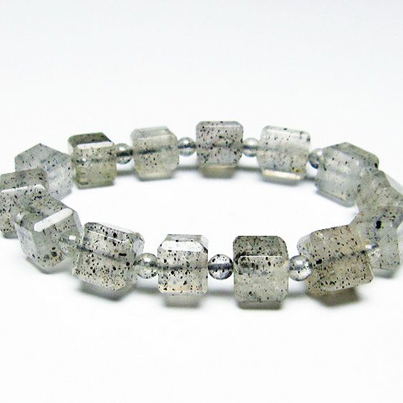 バイオタイトインクォーツ キューブ  ブレスレット [T663-1387]