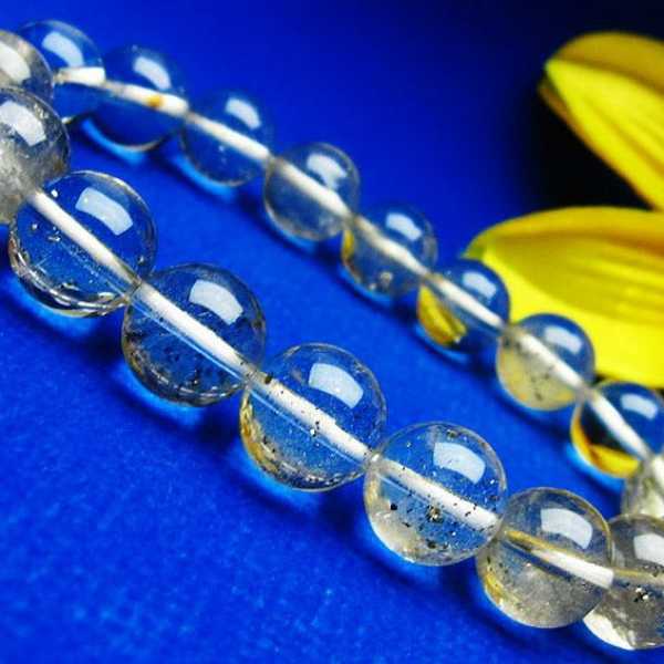 パイライト入り 水晶 ブレスレット 12mm [T669-162]