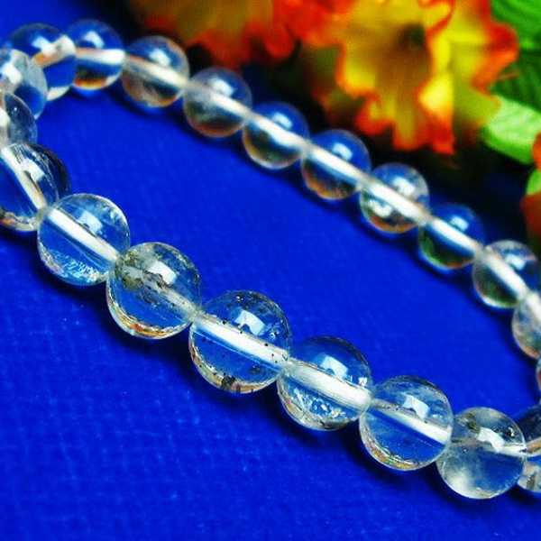 パイライト入り 水晶 ブレスレット 9mm [T669-355]