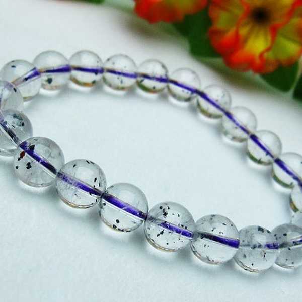 ブ ルーストロベリークォーツ水晶 ブレスレット 9mm [T687-33]