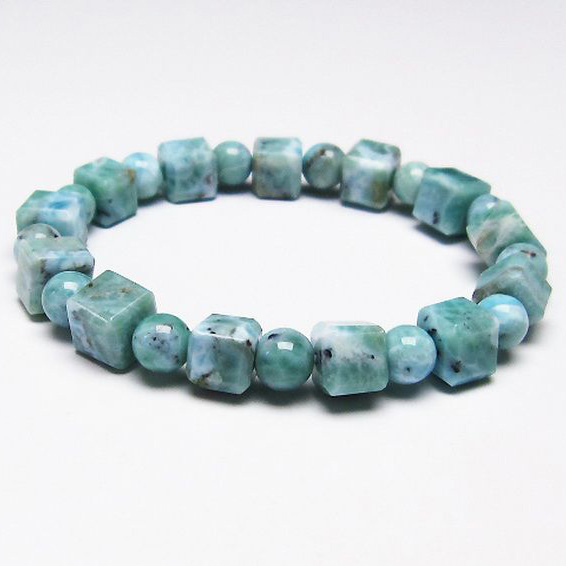 ラリマー キューブ+ラウンドビーズ  ブレスレット 7mm [T7-20908]