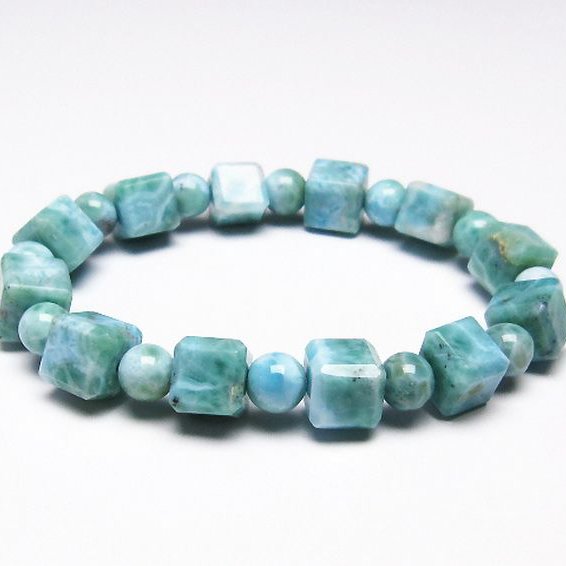 ラリマー キューブ+ラウンドビーズ  ブレスレット 7mm [T7-20936]