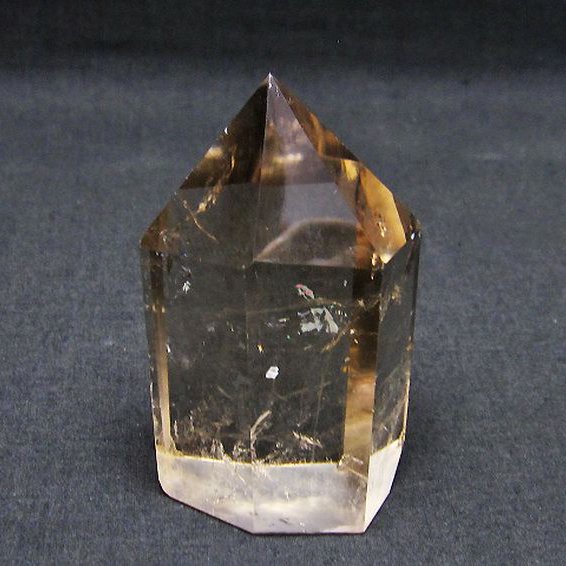 【特大】台座付き　ライトニング水晶六角柱　1140グラム 水晶ポイント六角柱 - 約12.3cm【台座付】 | 天然石置物類のご