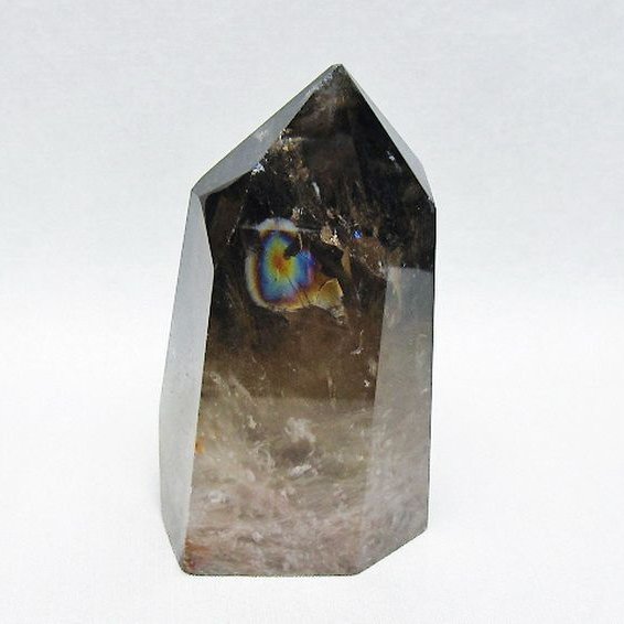 虹入り ライトニング水晶ガーデン水晶 六角柱[T705-7672]