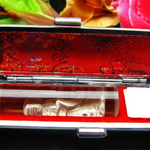 ルチル水晶 中彫 観音 観音 印材　15mm [T71-16]