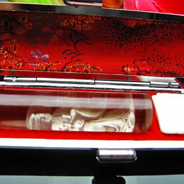 ルチル水晶 中彫 観音 観音 印材　15mm [T71-18]