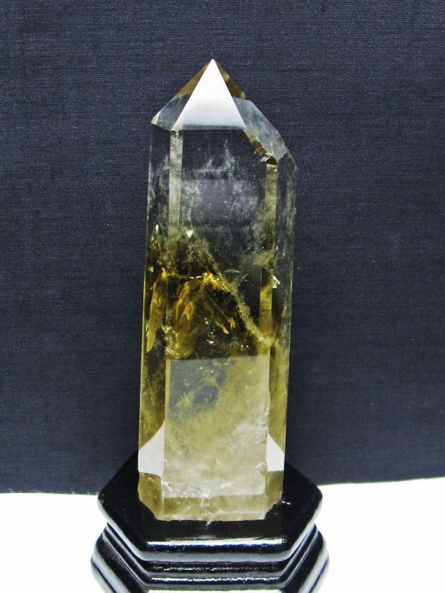 虹入り シトリン水晶 六角柱[T719-4363]