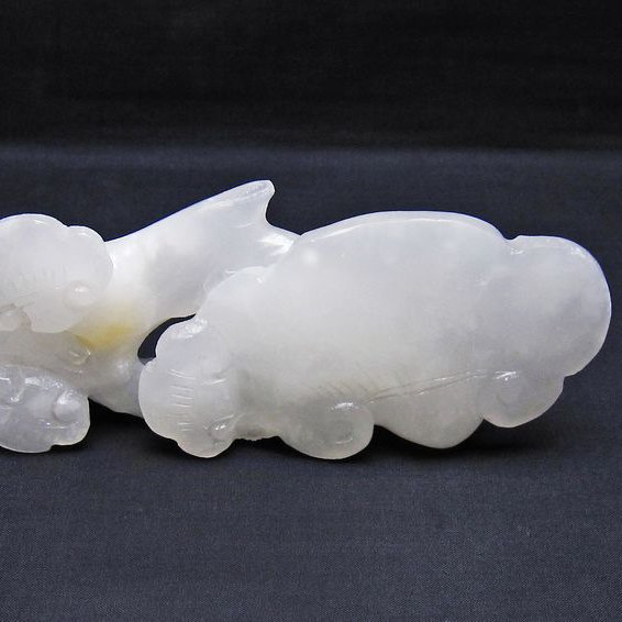 漢白玉 如意 置物[T726-1530]