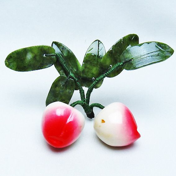 アゲートモモ鉢植え 置物[T726-1562]